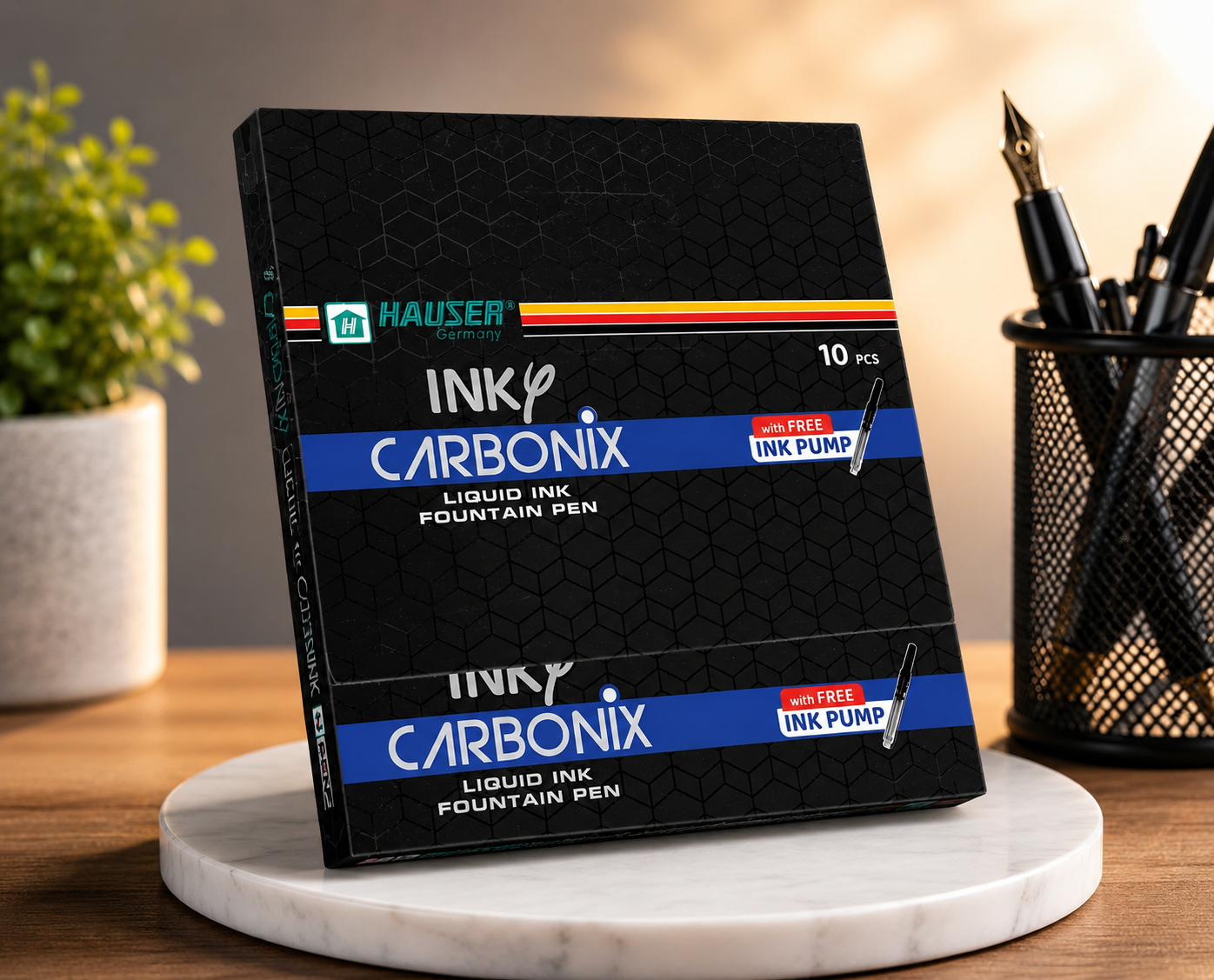 Carbonix Liquid Ink Fountain Pen Set with Ink Pump