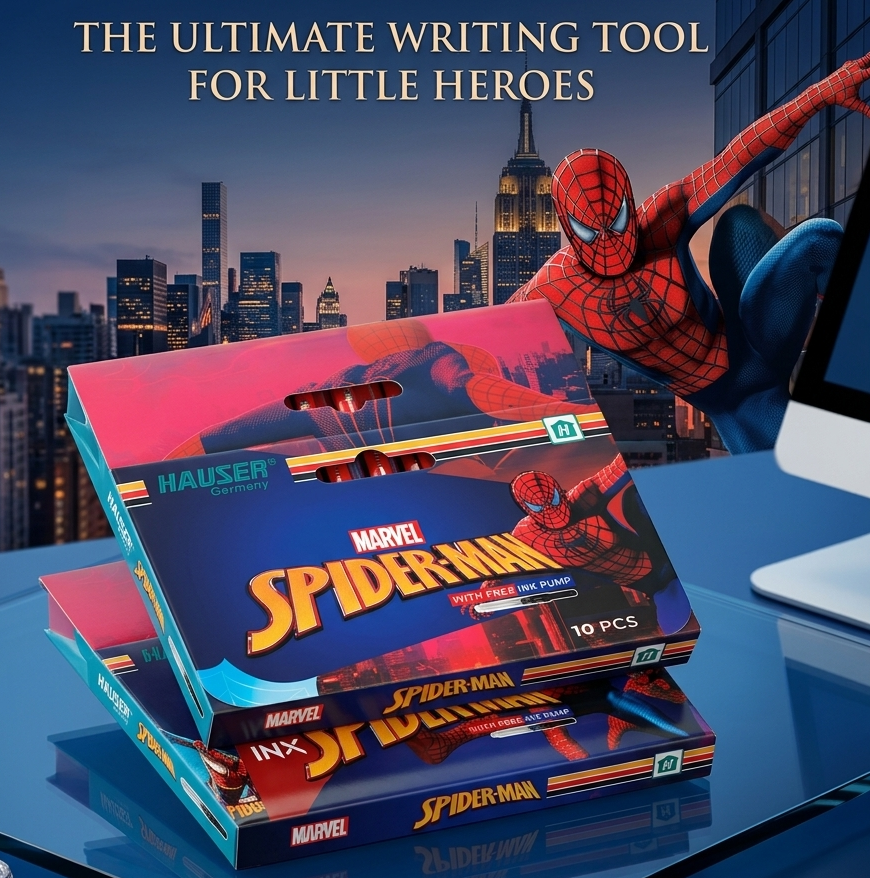 Spider-Man Liquid Ink Fountain Pen Set with Free ink pump